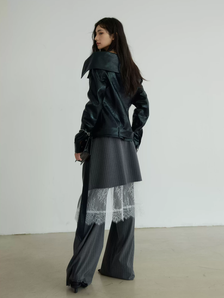 Layered Stripe Lace Flower Skirt And Pants