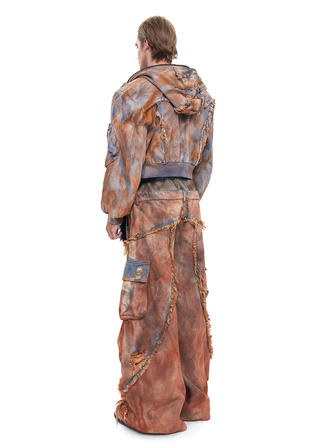 Mud Dye Raw Hem Hooded Jacket And Pant