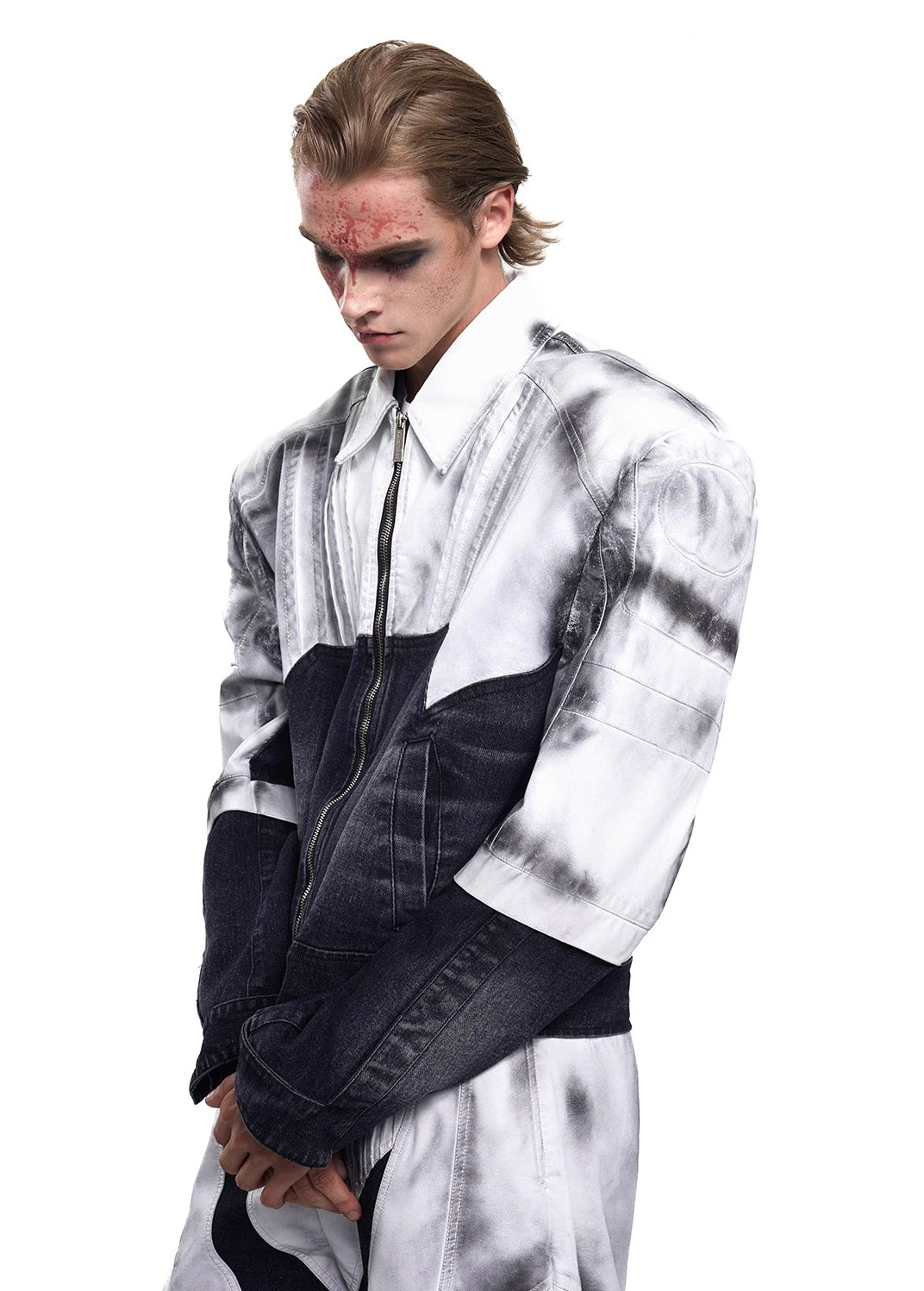 Patchwork Leather Denim Jacket