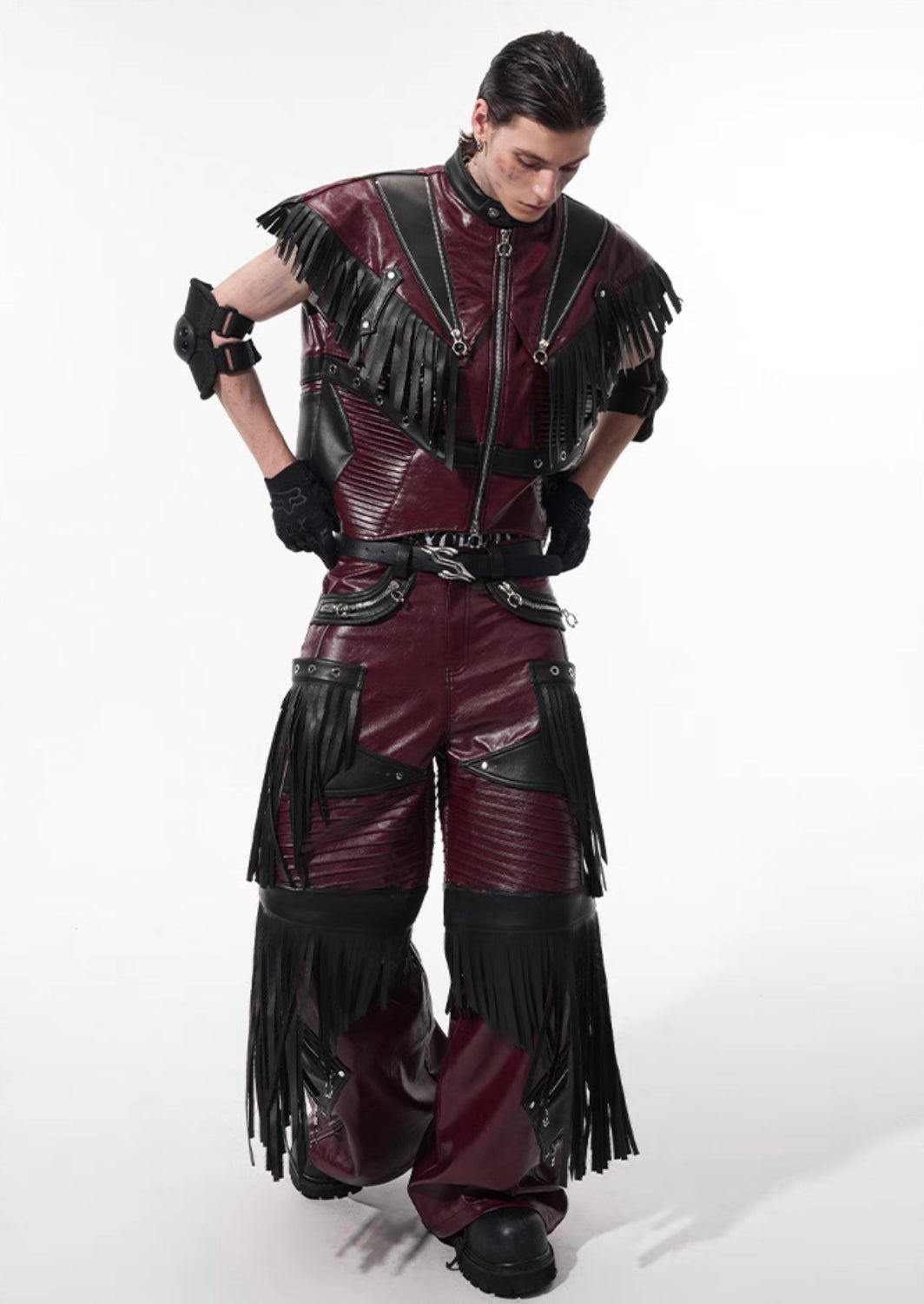 Leather Fringe Vest and Detachable Pants