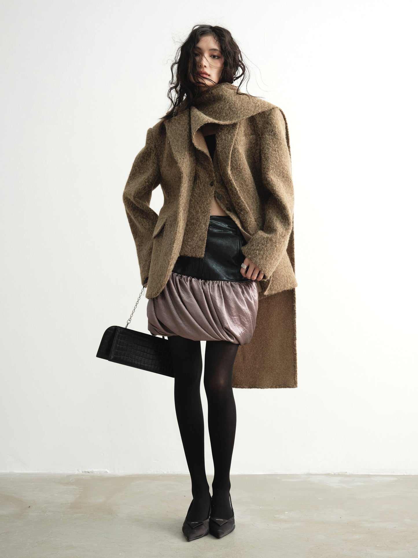 Woolen Detachable Scarf Cashmere Blazer