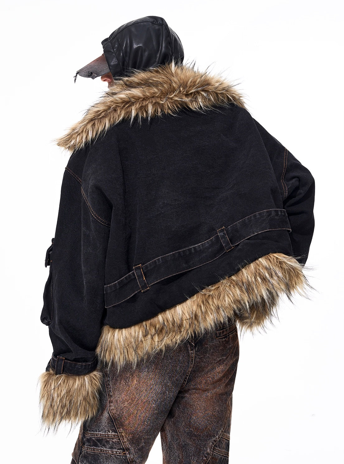 Faux Fur Splicing Thick Winter Parka Coat Jacket