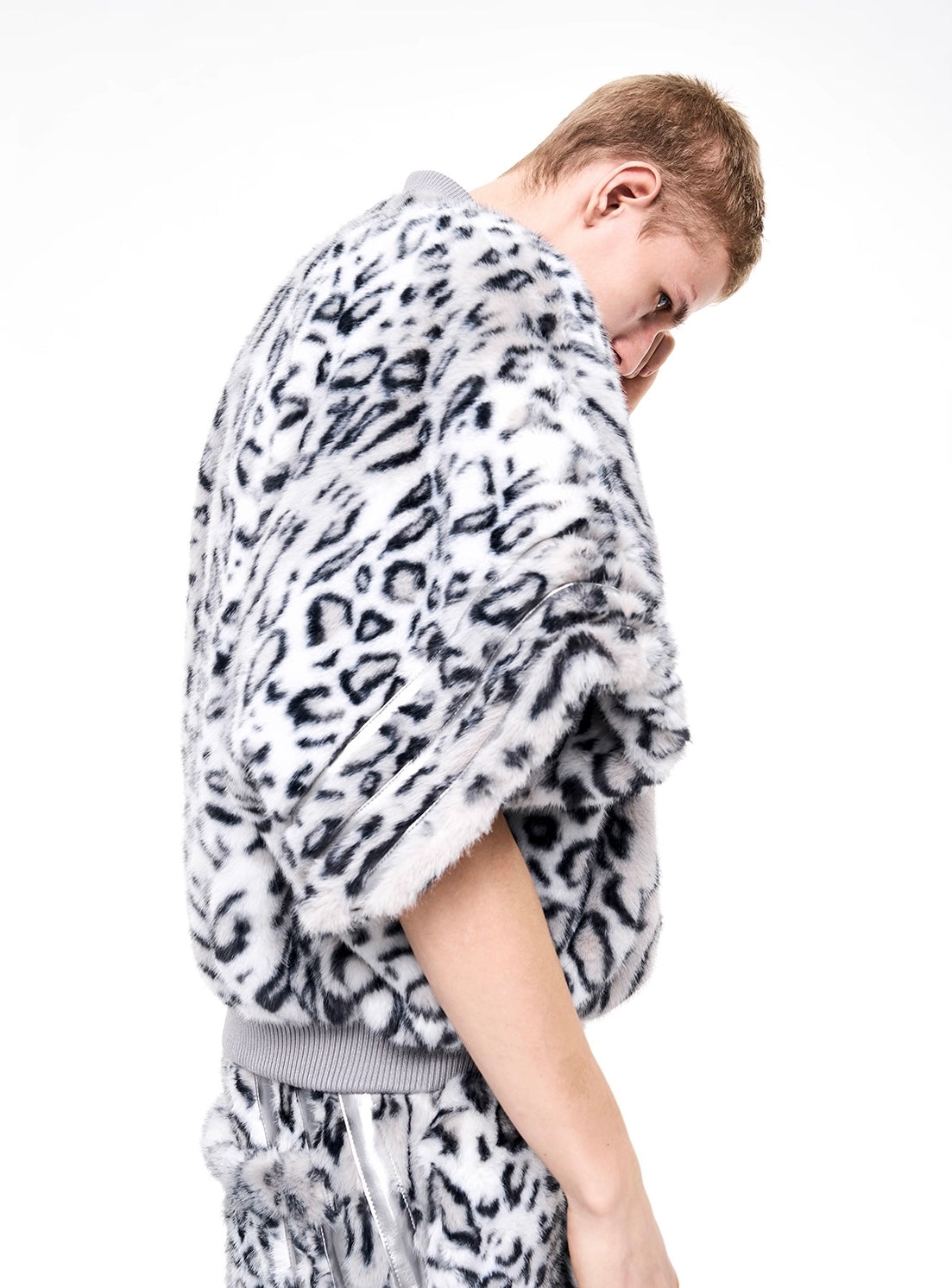 Leopard Print Fleece Fur Winter Sweatshirt And Pant