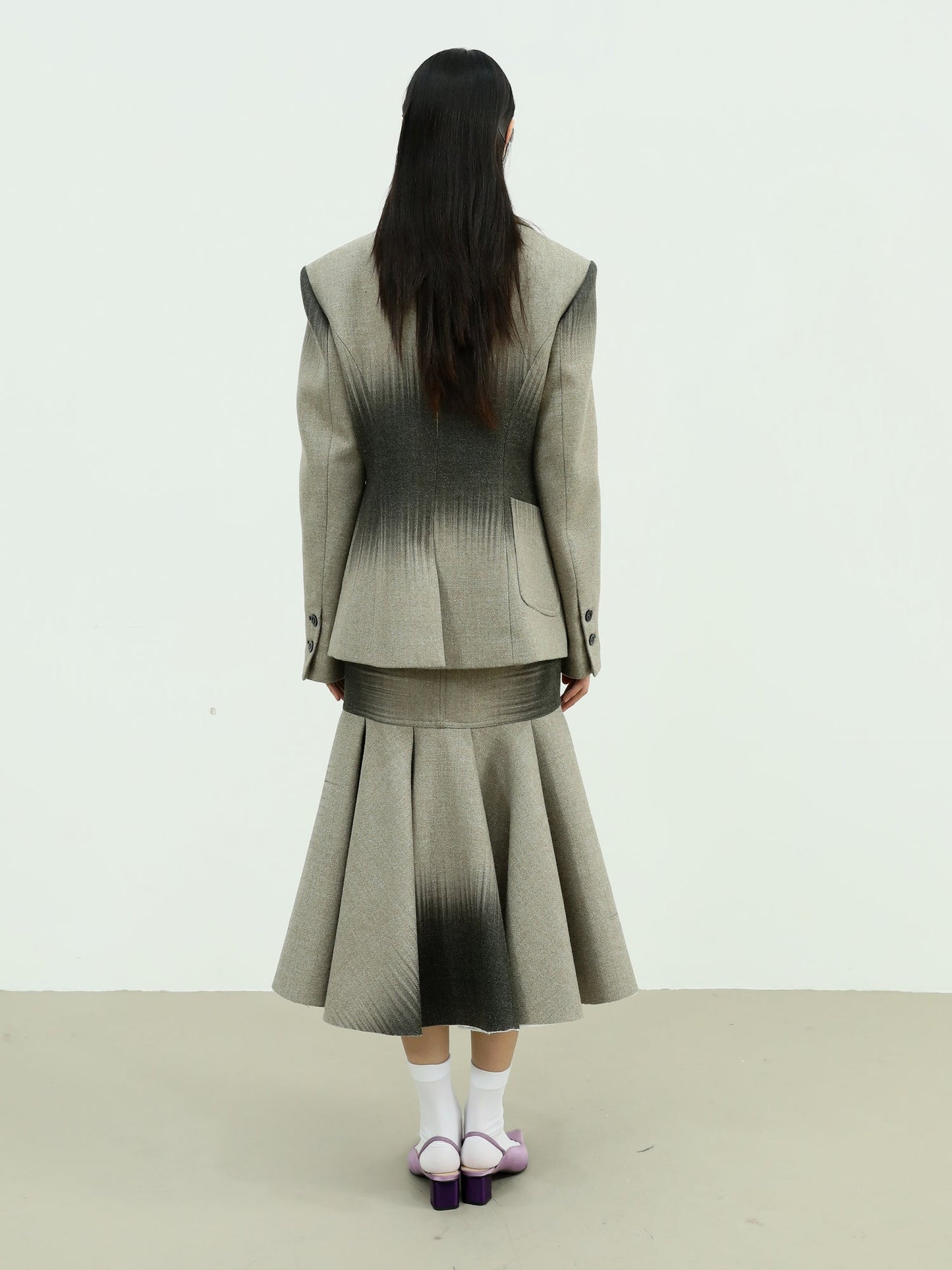 Gradient Wool Quilted Skirt