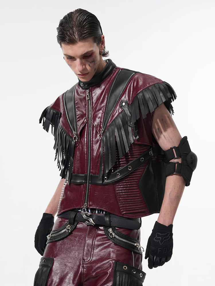 Leather Fringe Vest and Detachable Pants