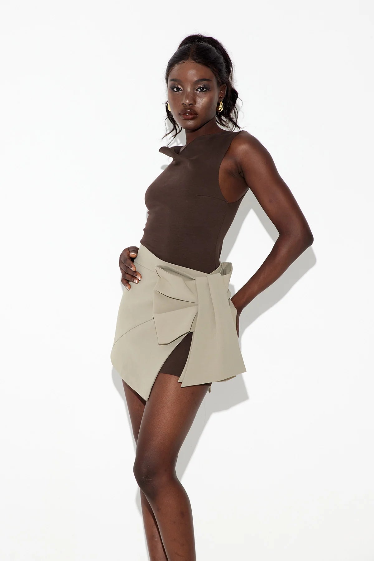 Sleeveless Bowknot Contrasted Dress