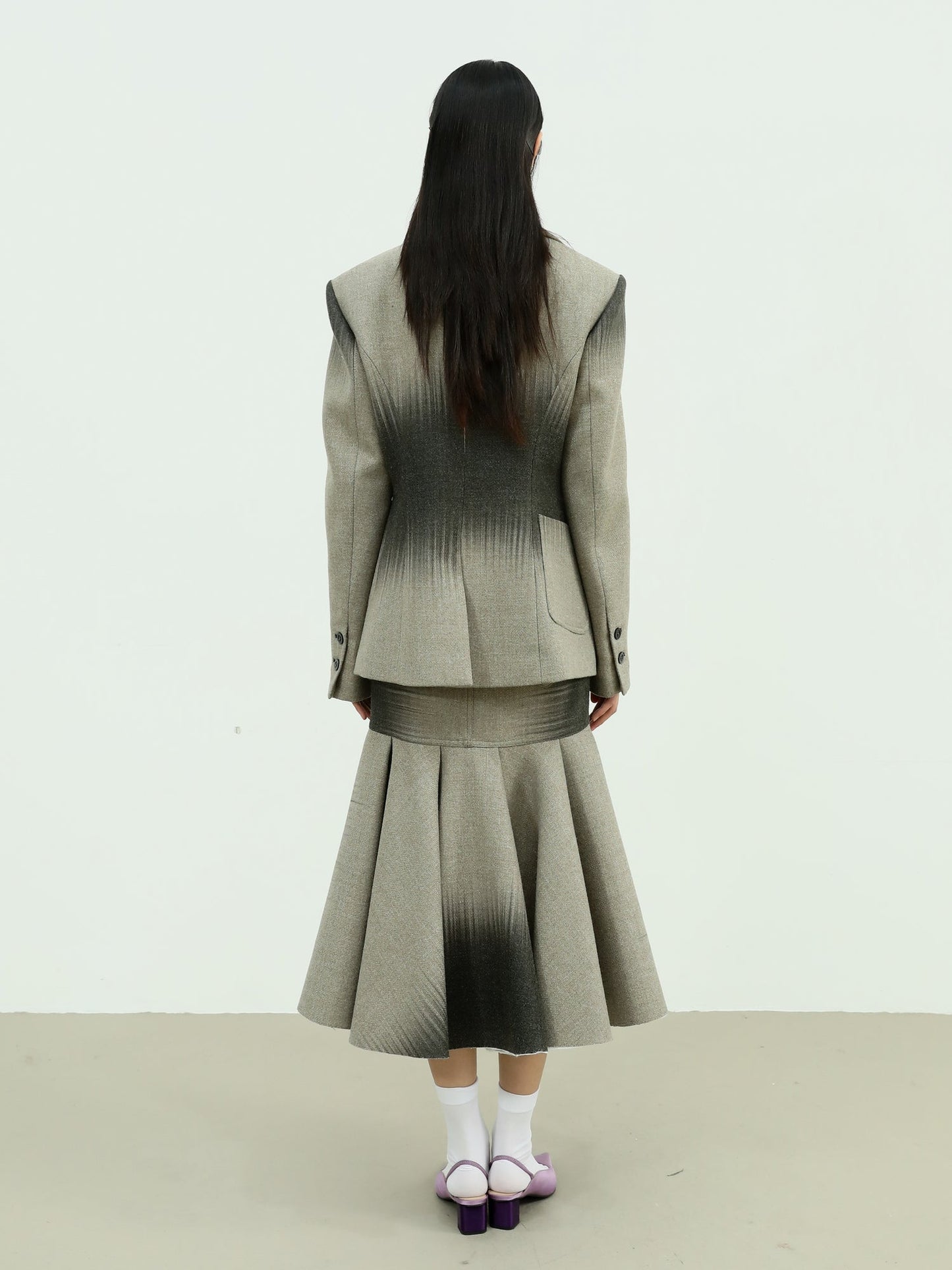 Gradient Wool Quilted Blazer