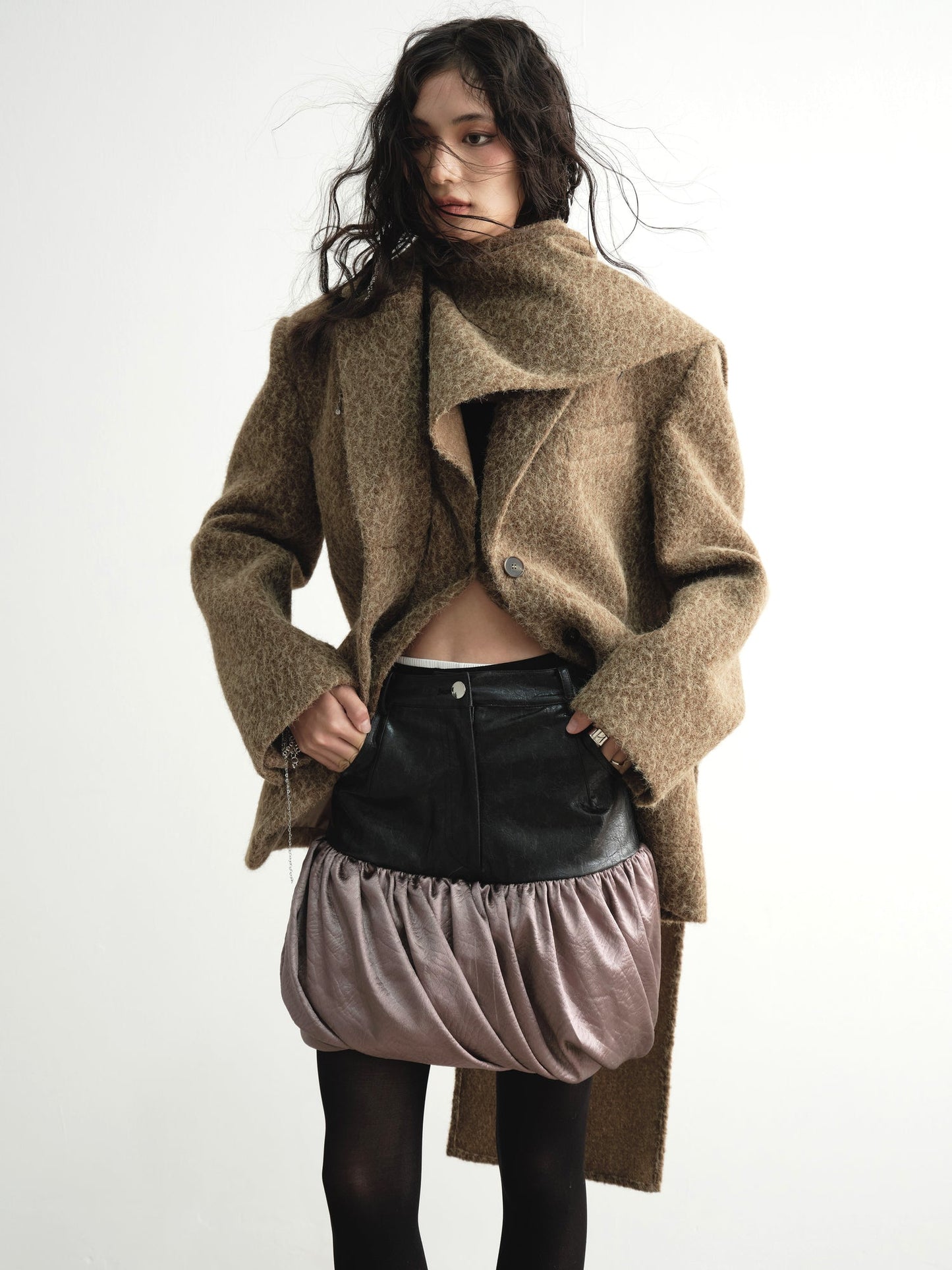 Woolen Detachable Scarf Cashmere Blazer