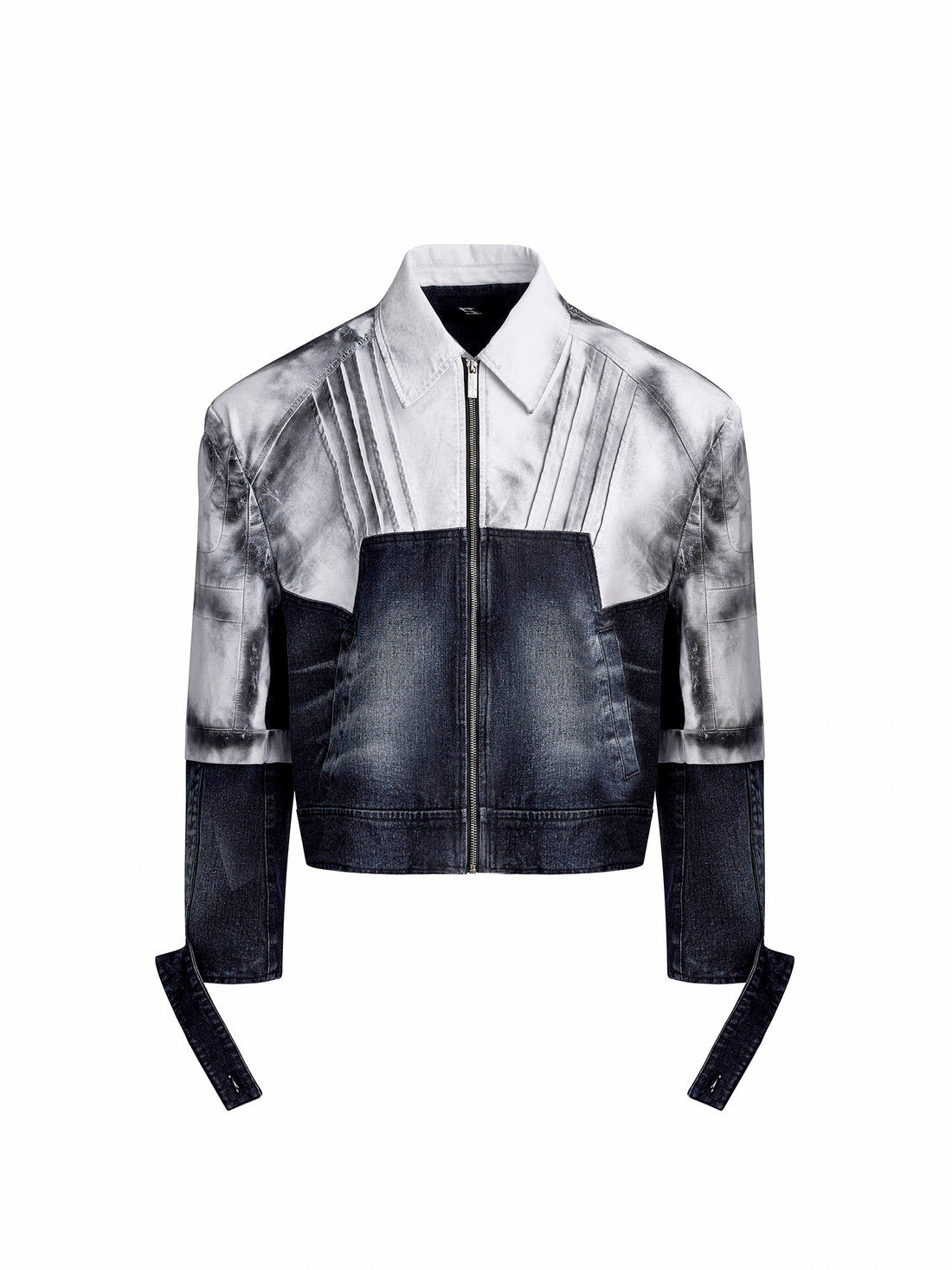 Patchwork Leather Denim Jacket