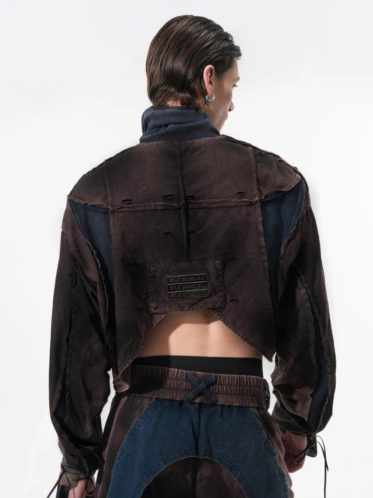 Vintage Patchwork Niche Pullover Sweater With Tank Top And Shorts