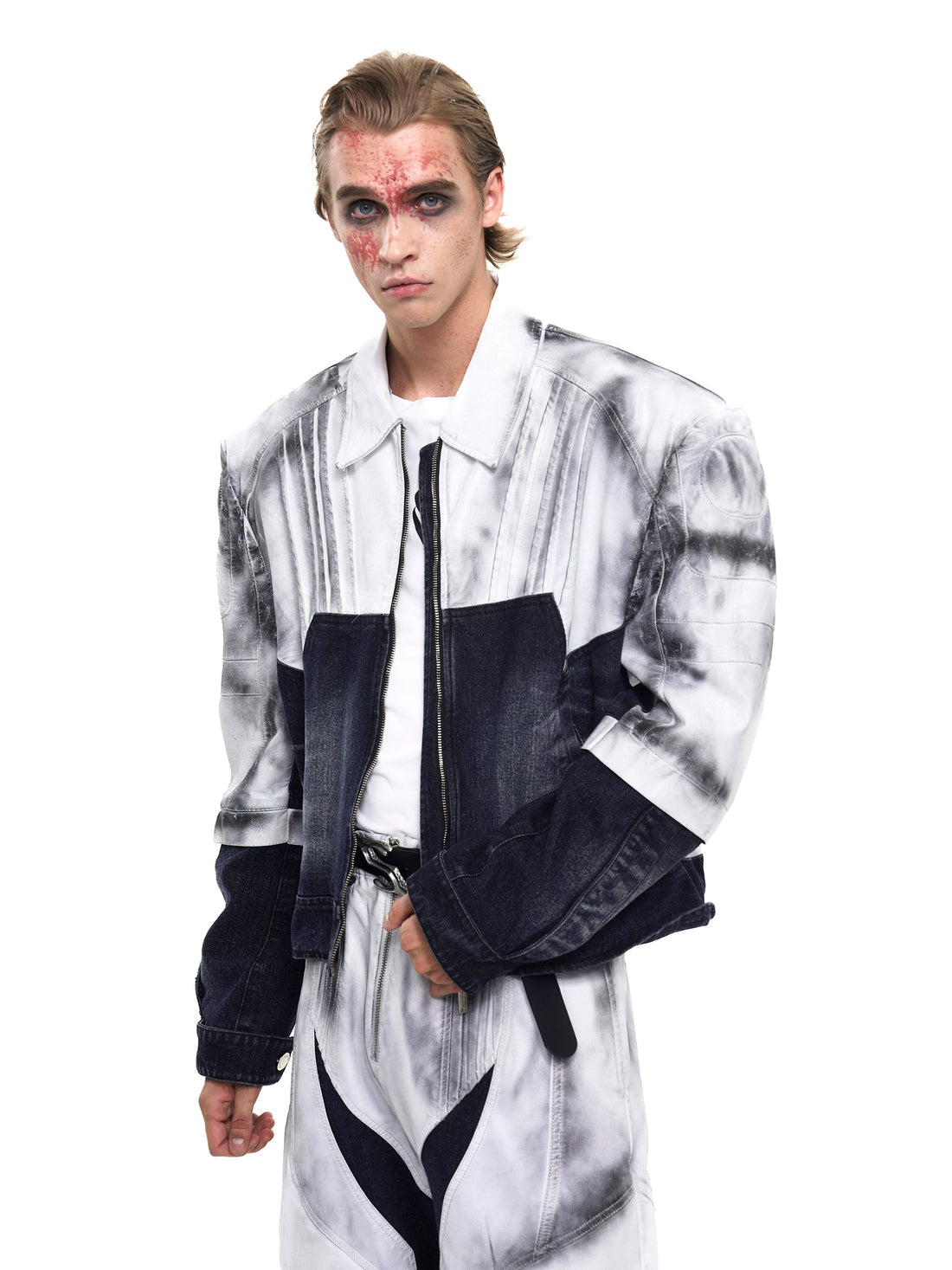 Patchwork Leather Denim Jacket