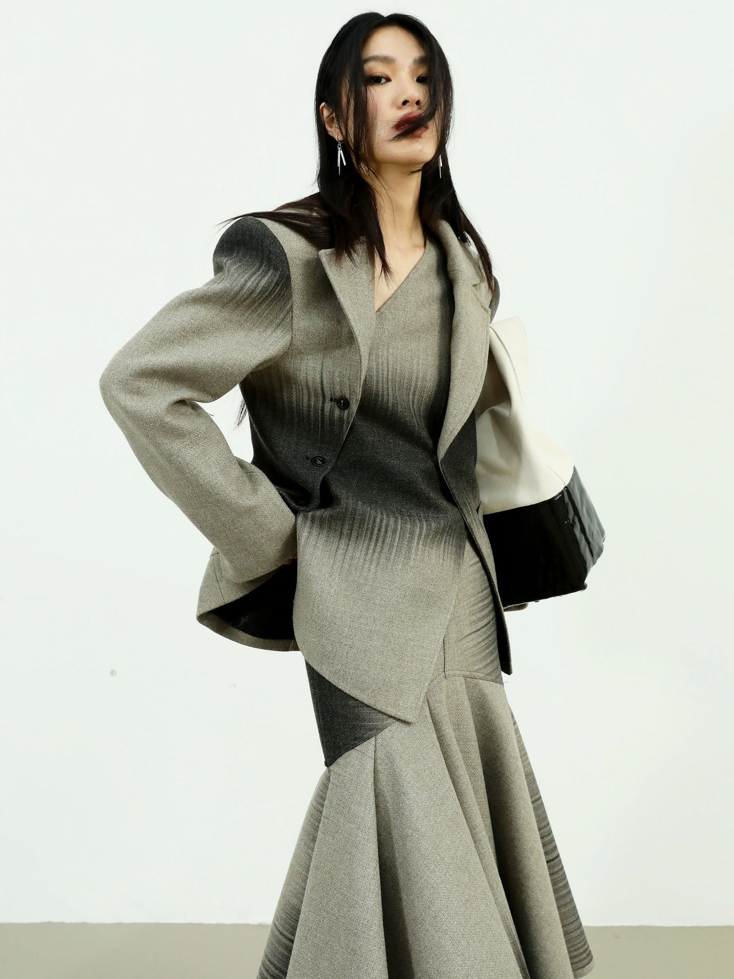 Gradient Wool Quilted Blazer