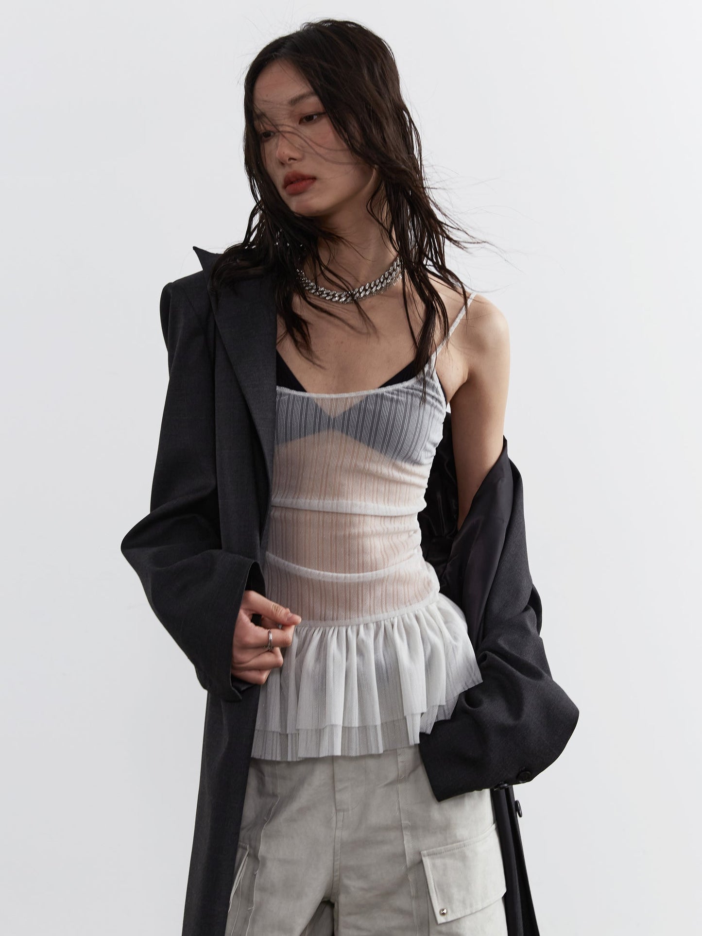 Transparent Ruffle Camisole Top