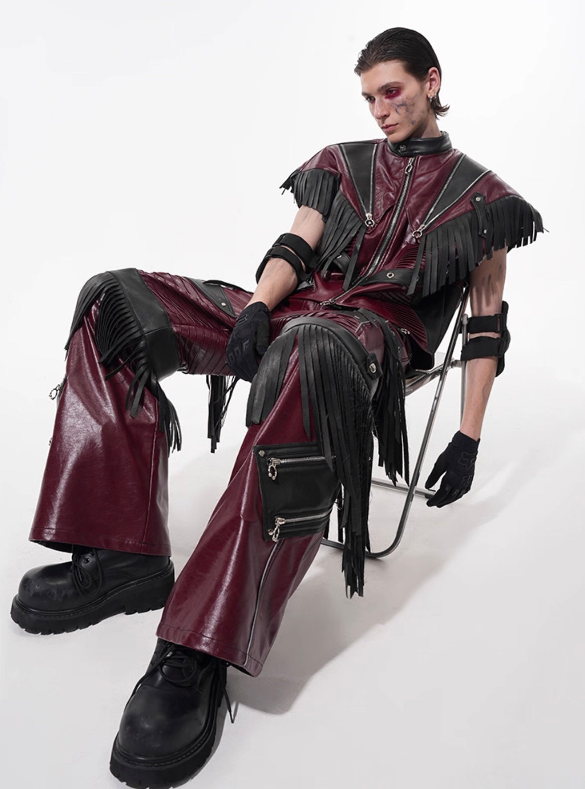 Leather Fringe Vest and Detachable Pants