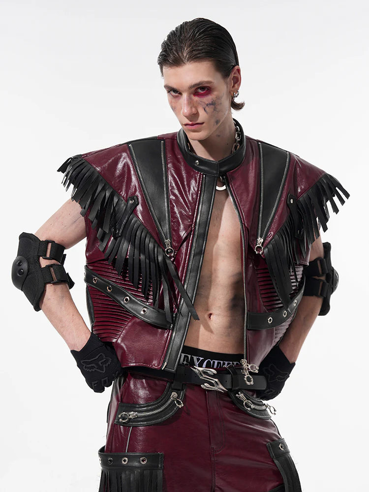 Leather Fringe Vest and Detachable Pants