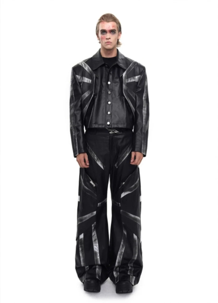 Dirty Washed Leather Jacket And Pant