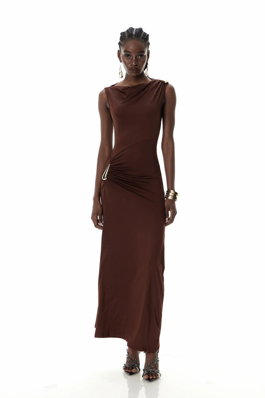 Slim-Fit Sleeveless Ruch Maxi Dress