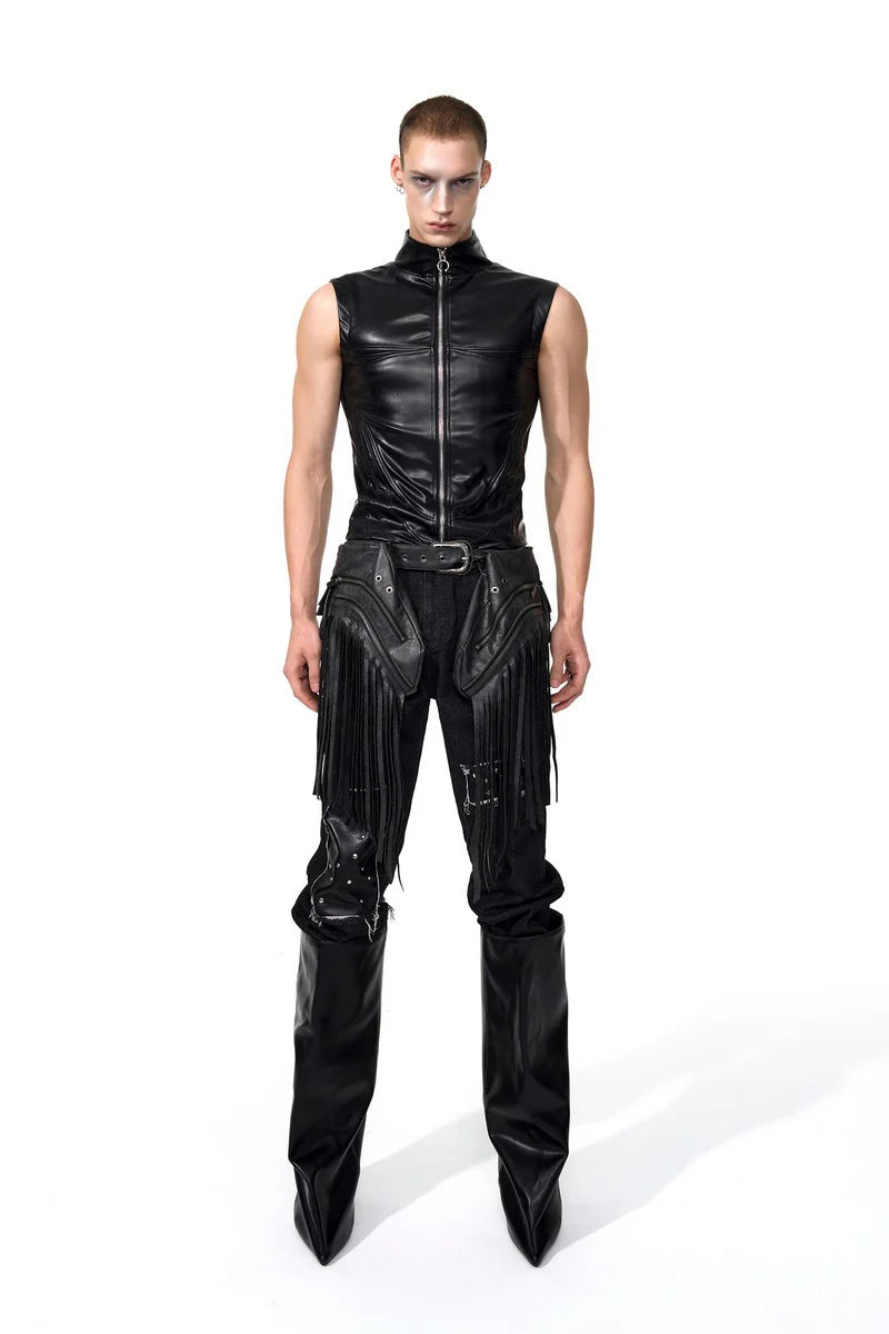 Biker Leather Fitted Vest