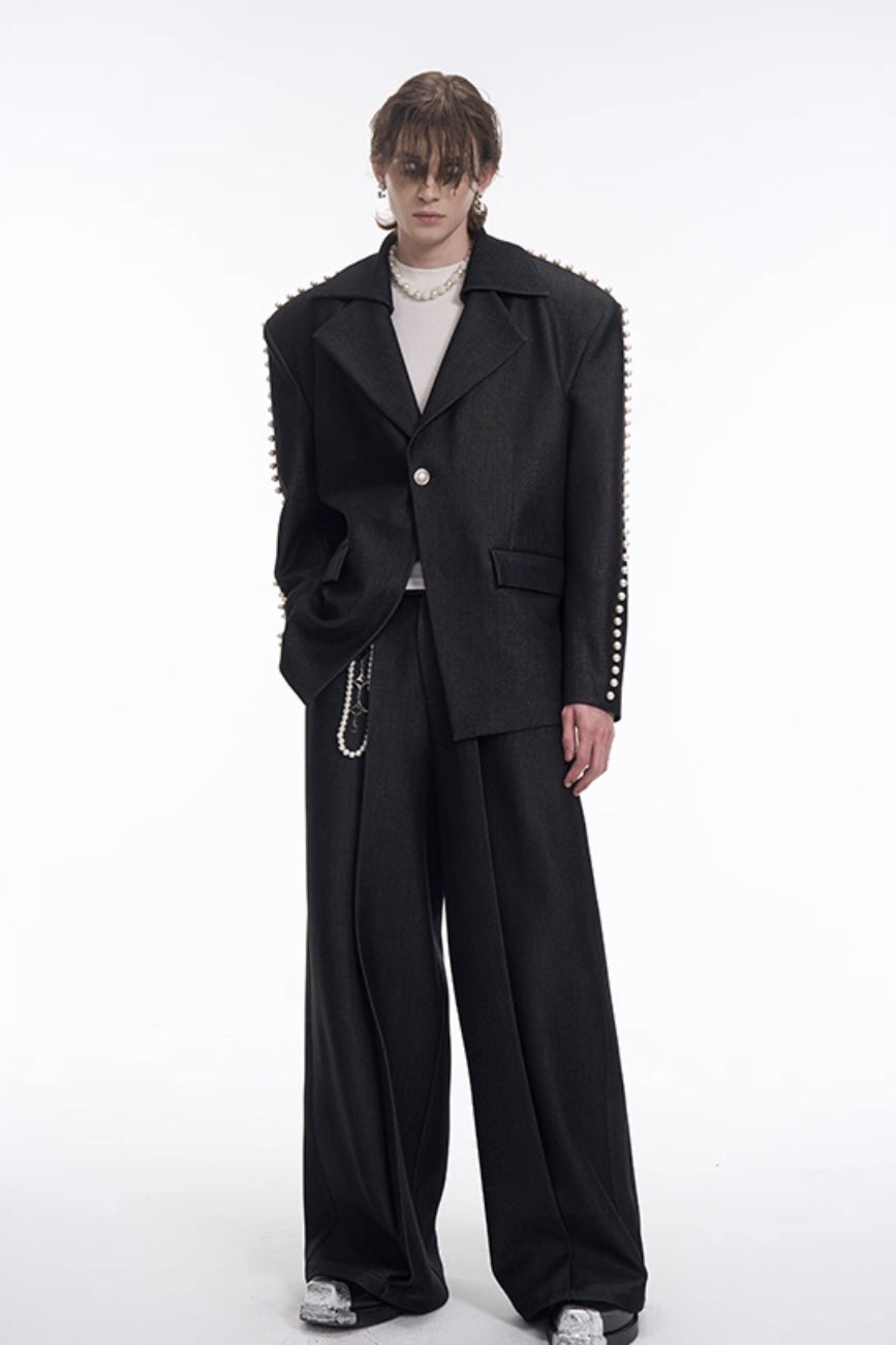 Pearl Decorated Loose Blazer