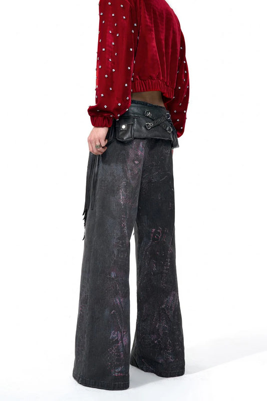 Detachable Tassel Waist-Bag Straight Wide-Leg Pant