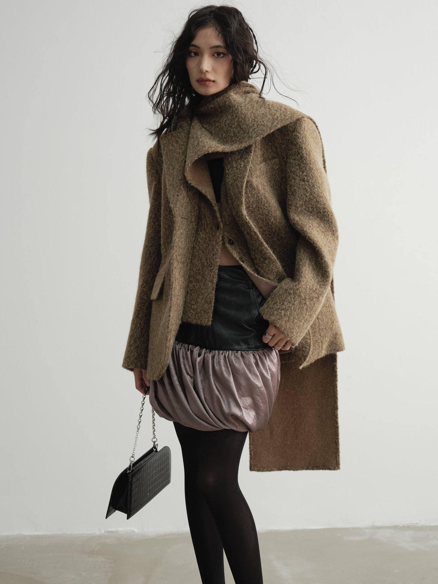 Woolen Detachable Scarf Cashmere Blazer