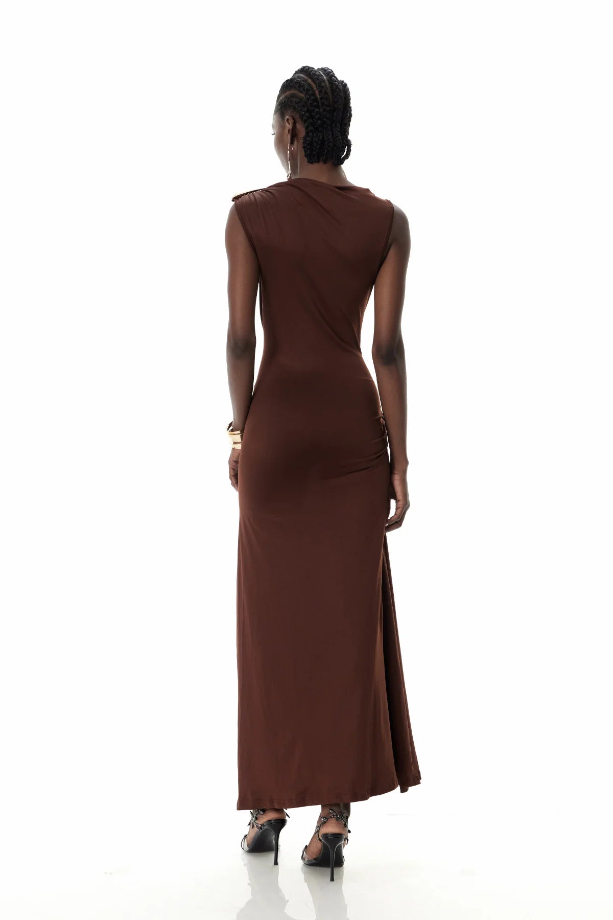 Slim-Fit Sleeveless Ruch Maxi Dress