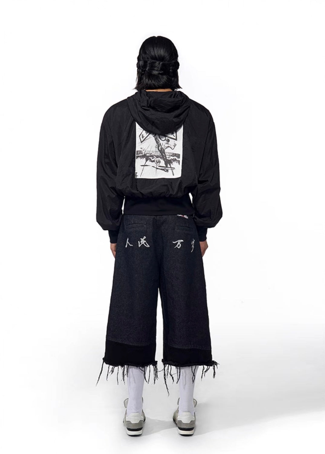 Graffiti Art Embroidered Tassel Denim Long Short