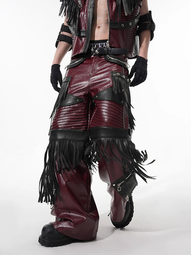 Leather Fringe Vest and Detachable Pants