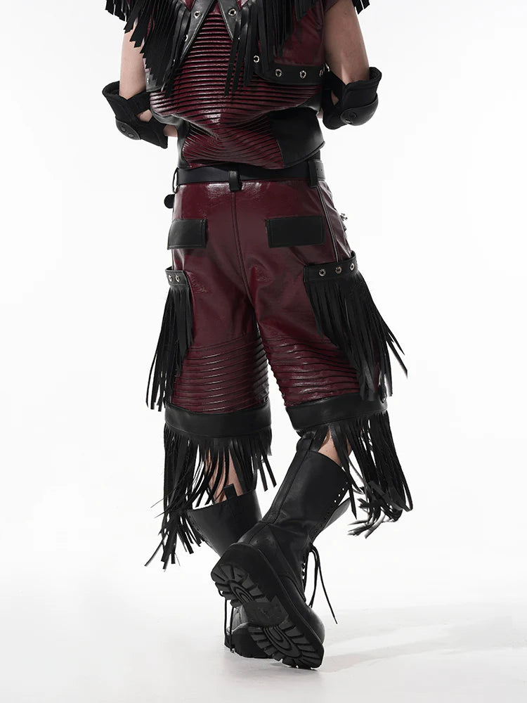 Leather Fringe Vest and Detachable Pants