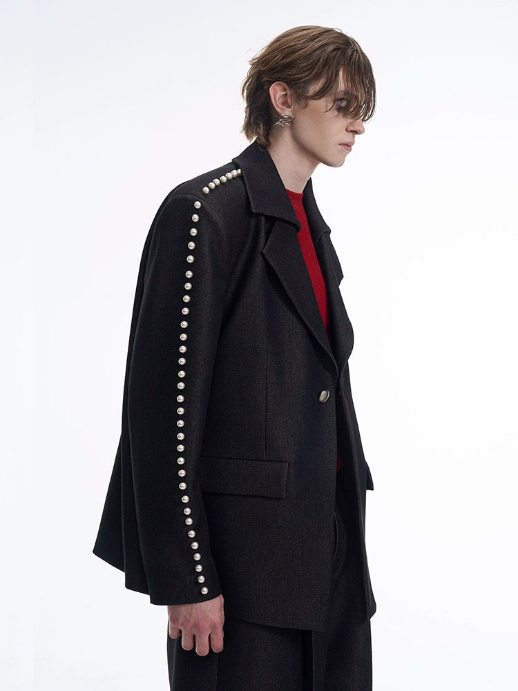 Pearl Decorated Loose Blazer