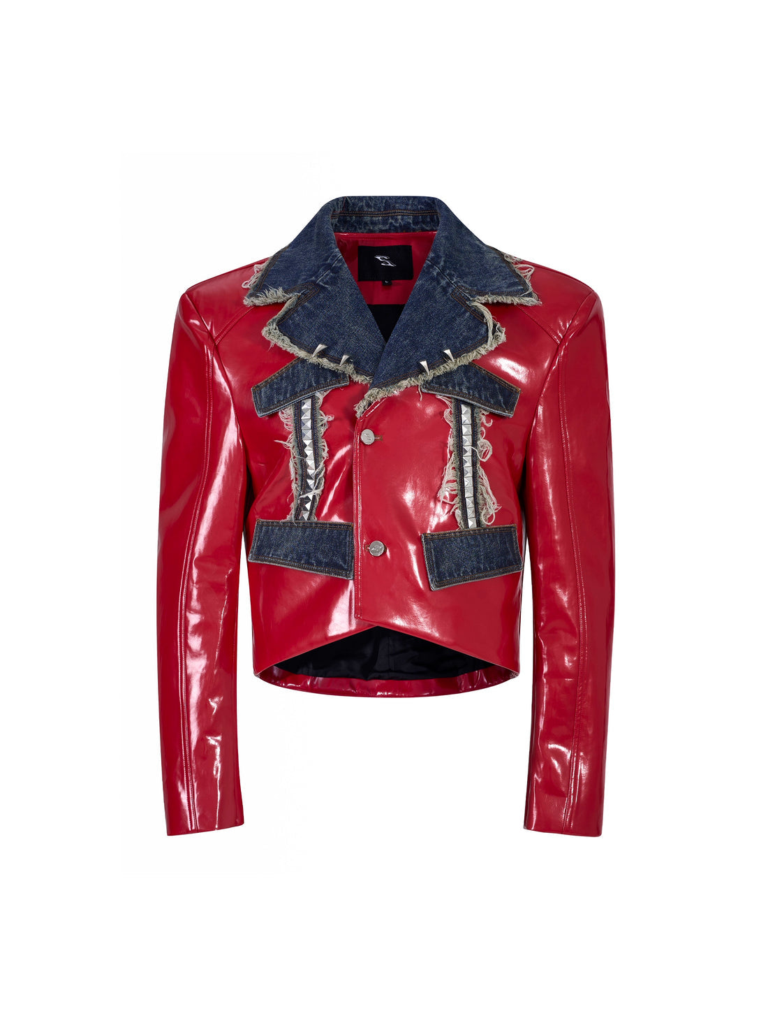 Techwear Style Leather Splicing Jacket And Wide Leg Pant Set