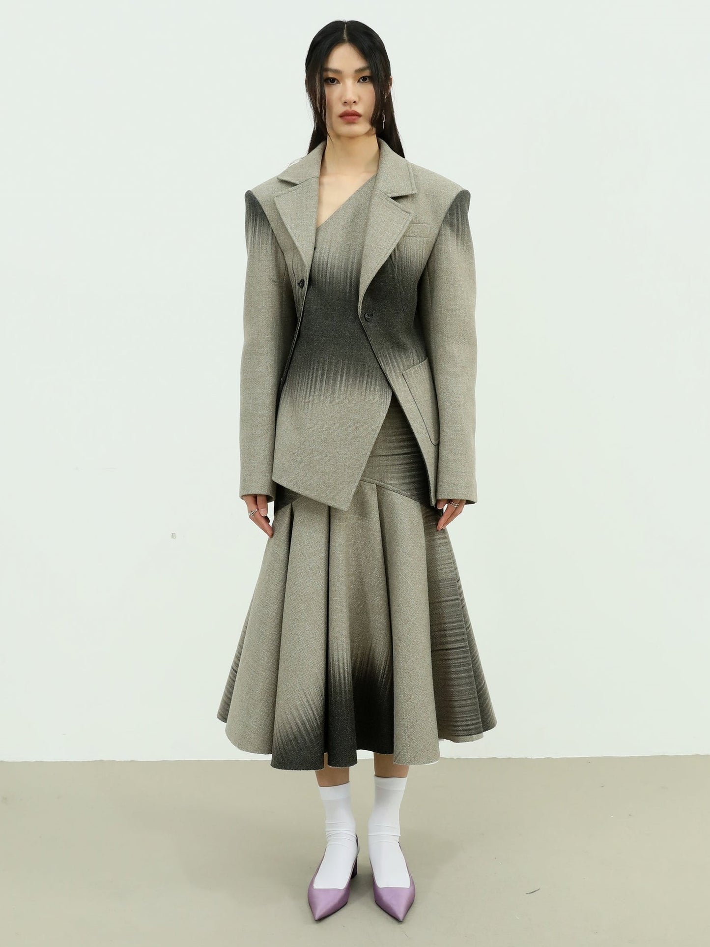 Gradient Wool Quilted Blazer