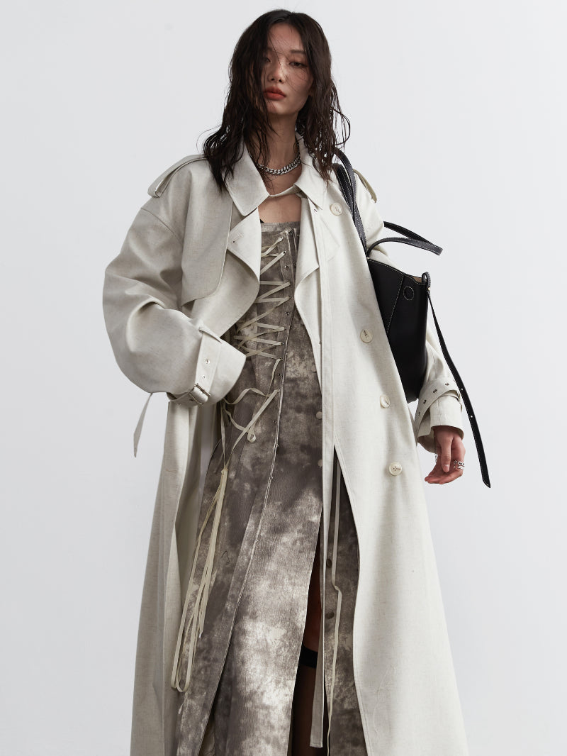 Classy Belted Button Casual Trench Coat