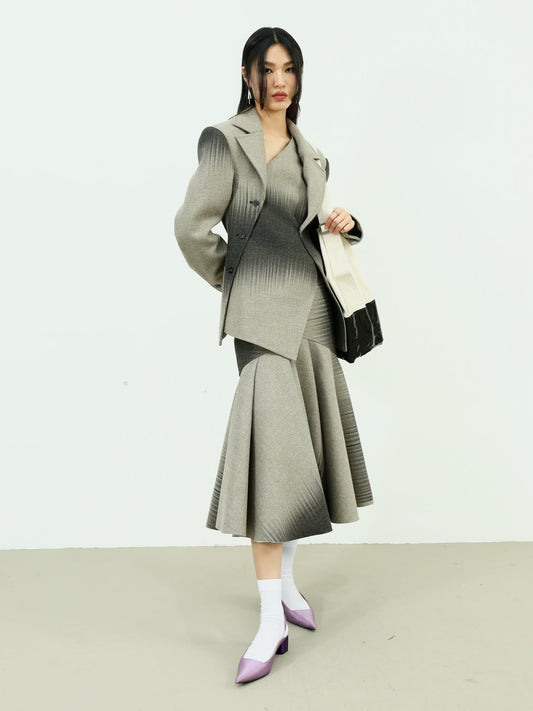 Gradient Wool Quilted Blazer