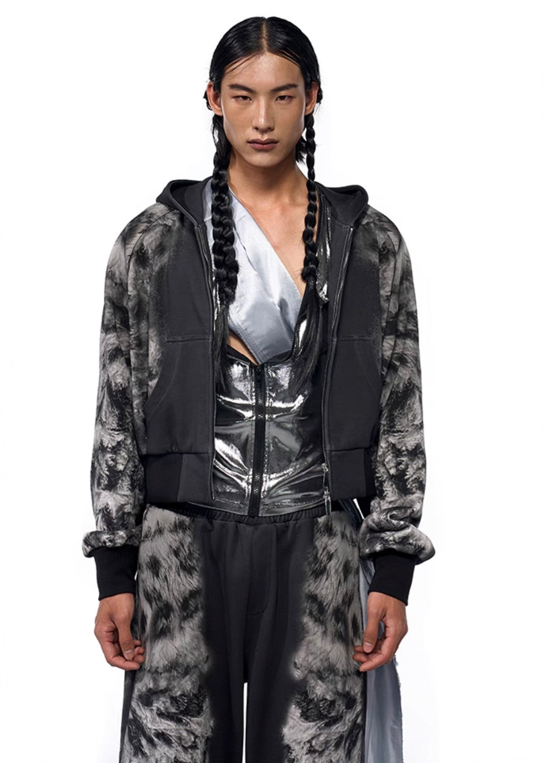 Leopard Print Niched Hoodie With Sweatpant And Shorts