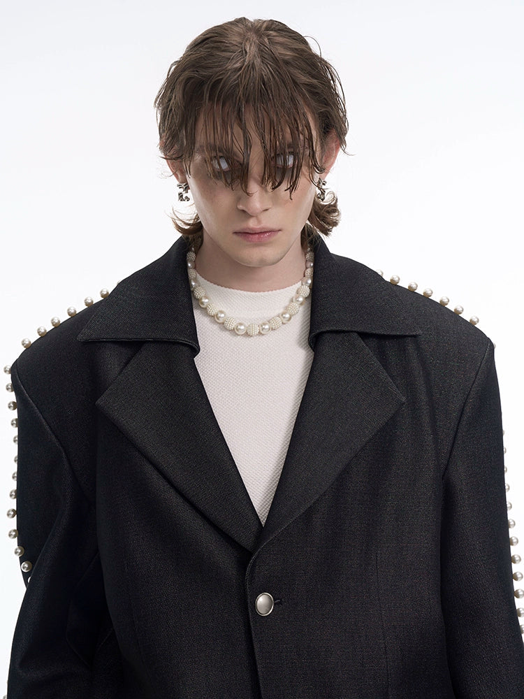 Pearl Decorated Loose Blazer
