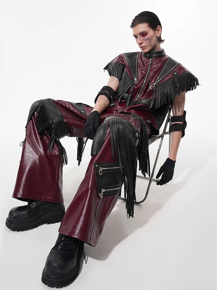 Leather Fringe Vest and Detachable Pants