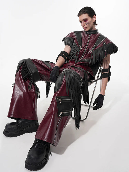 Leather Fringe Vest and Detachable Pants