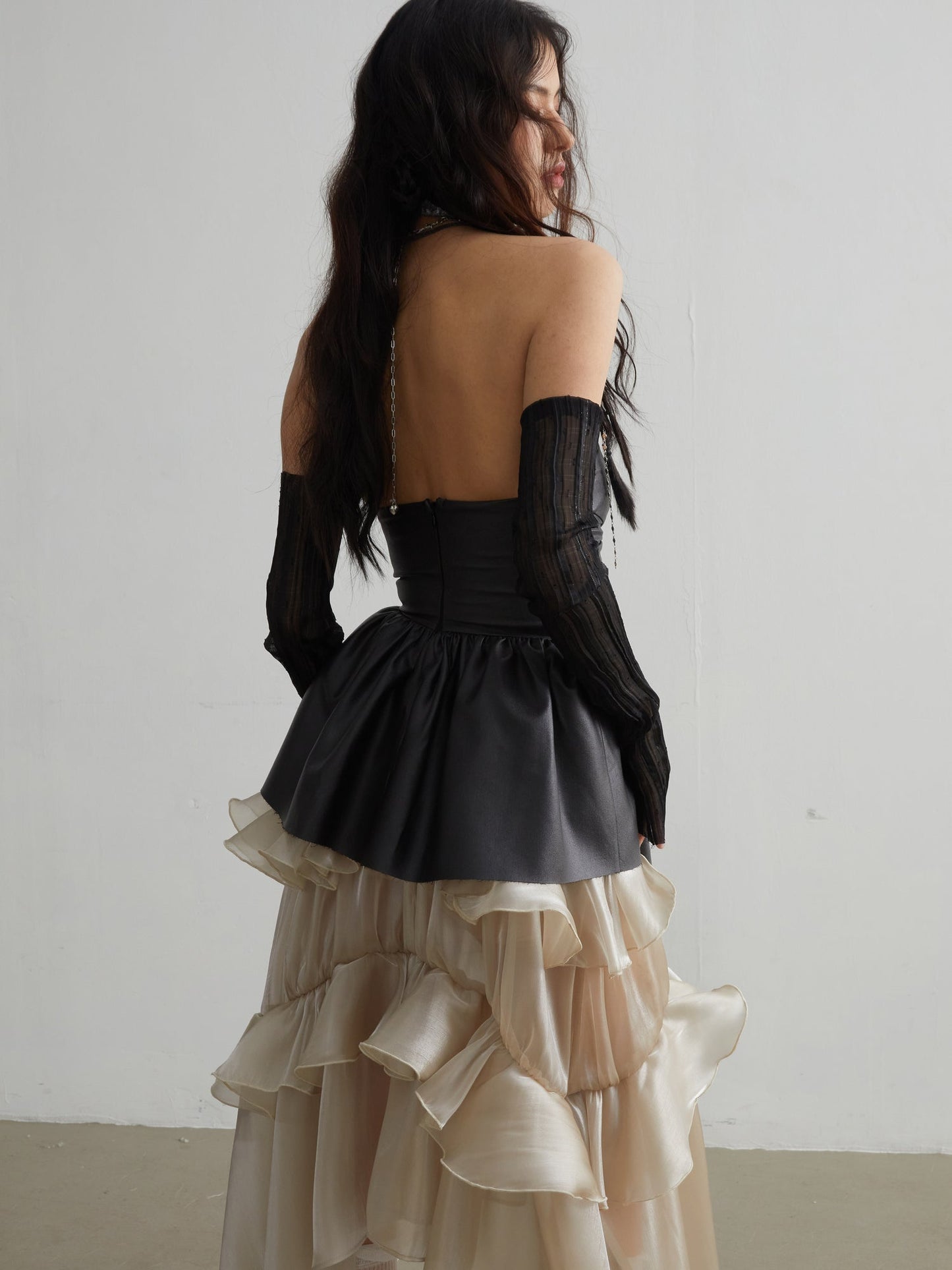 Hollow Ruffles Matte Leather Top
