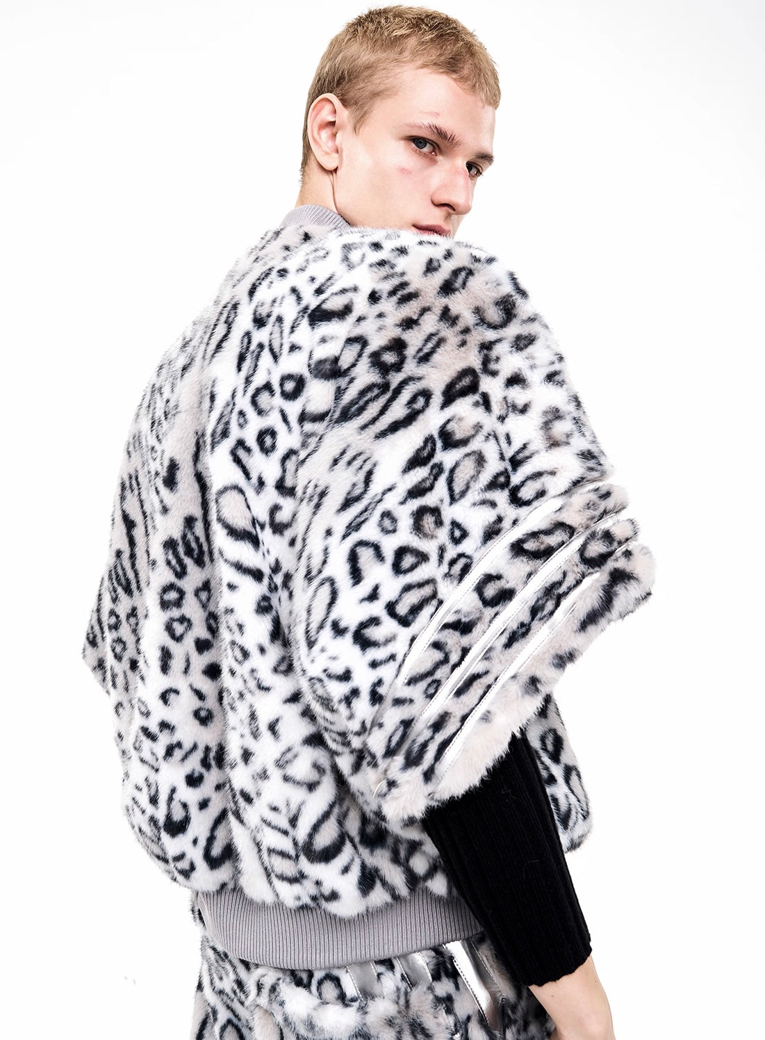 Leopard Print Fleece Fur Winter Sweatshirt And Pant