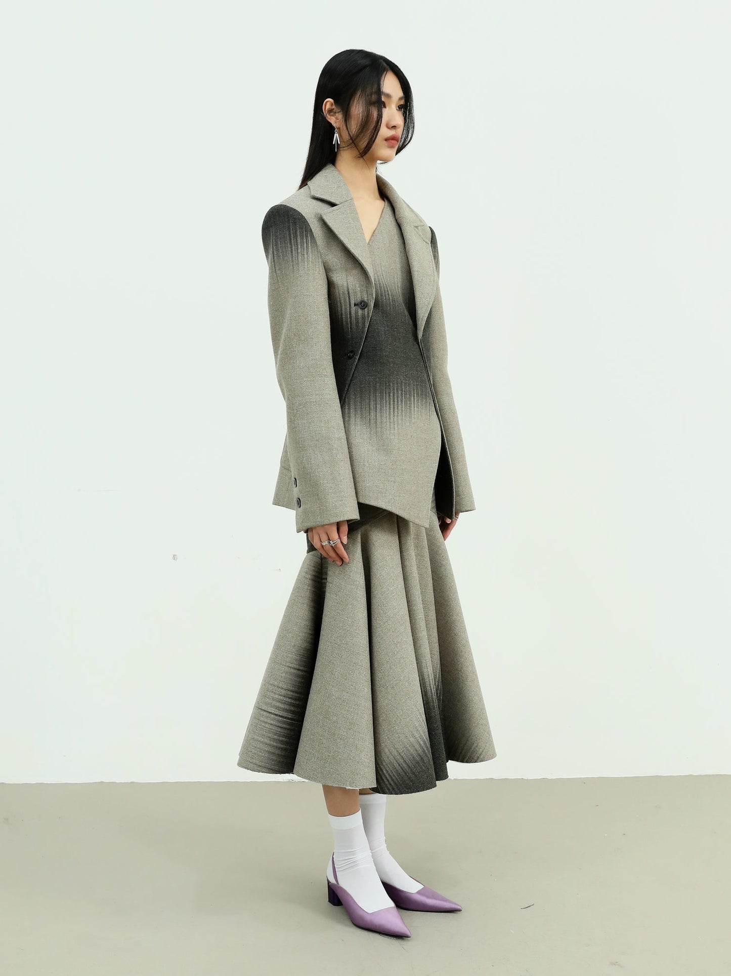 Gradient Wool Quilted Blazer