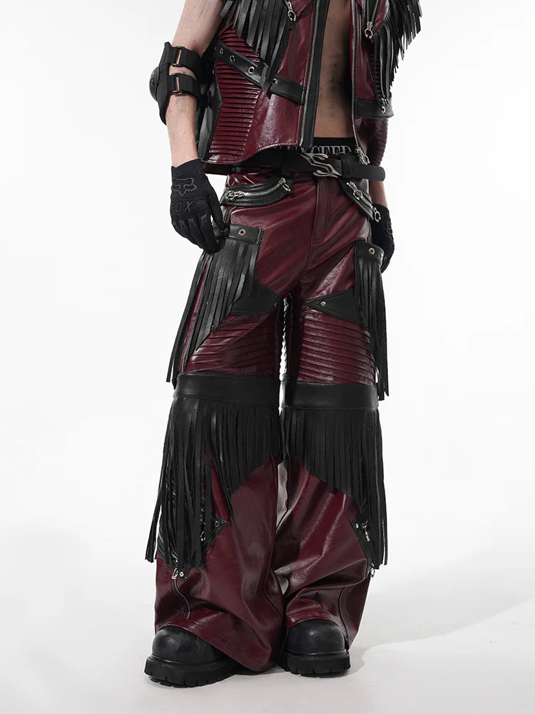 Leather Fringe Vest and Detachable Pants