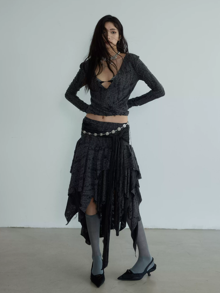 Asymmetrical Skirt And Top Set