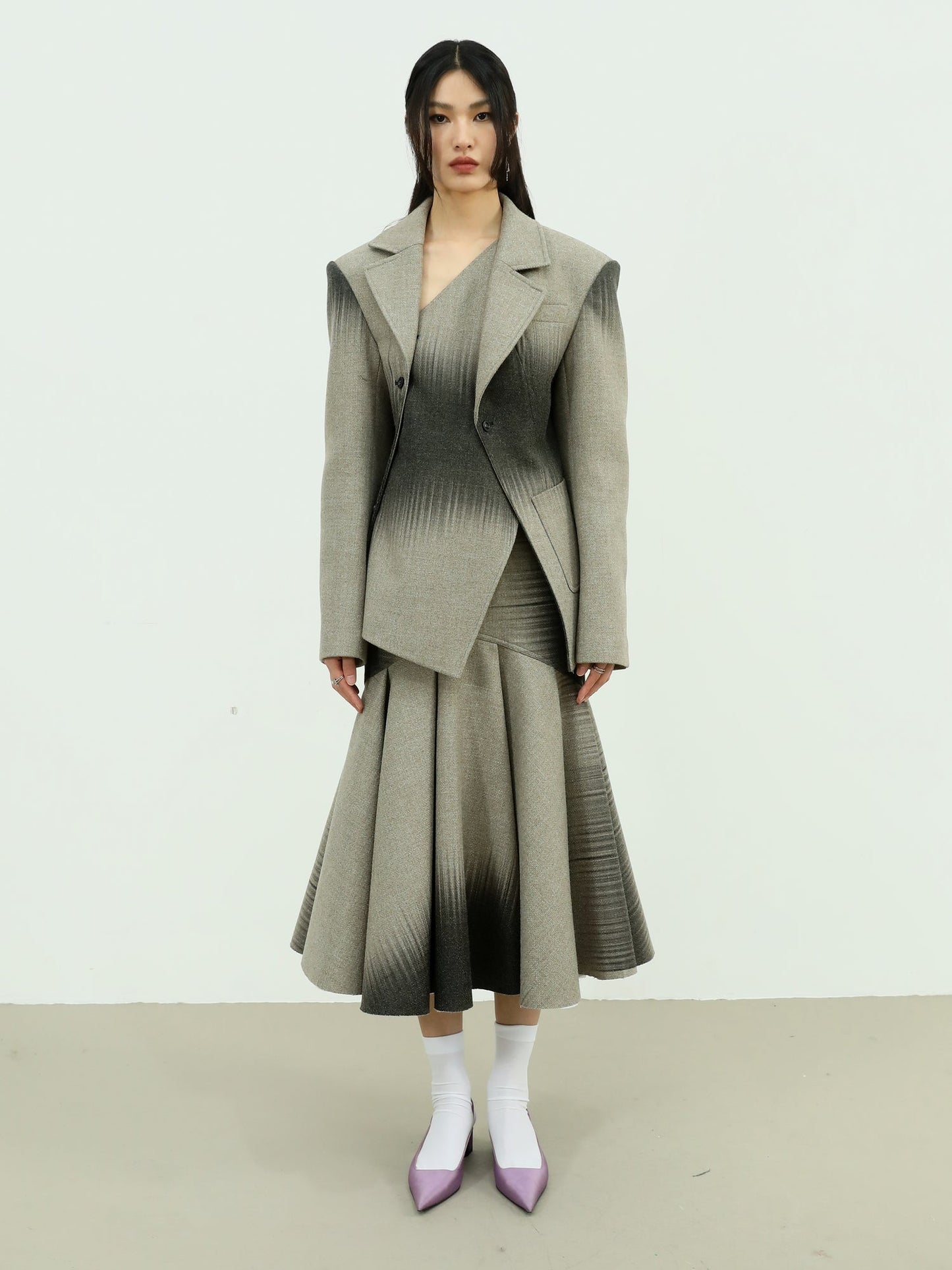 Gradient Wool Quilted Skirt