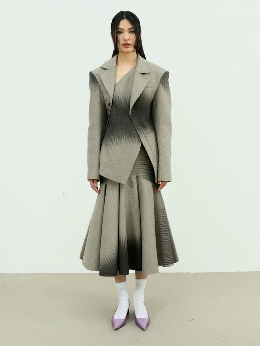 Gradient Wool Quilted Skirt