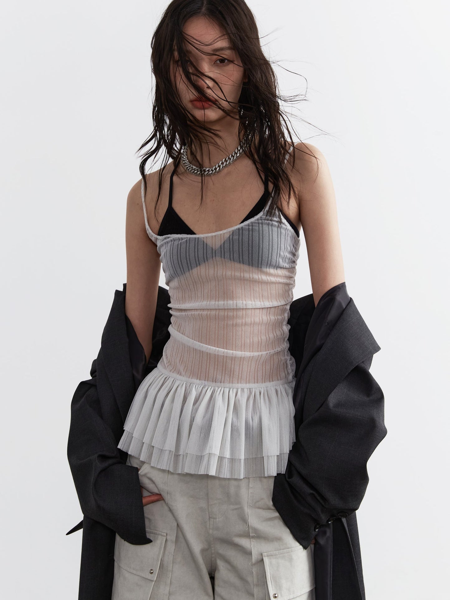 Transparent Ruffle Camisole Top