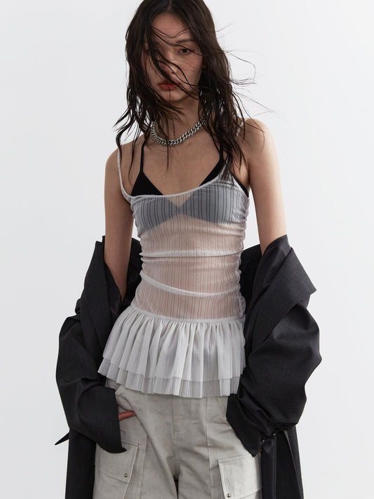 Transparent Ruffle Camisole Top