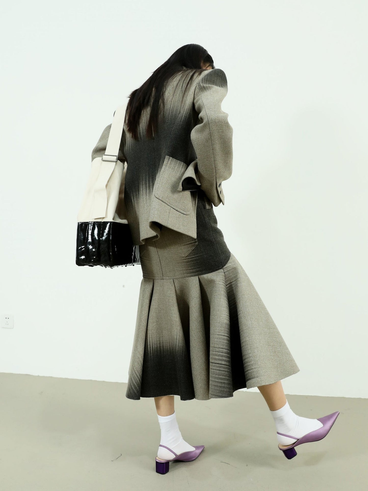 Gradient Wool Quilted Skirt