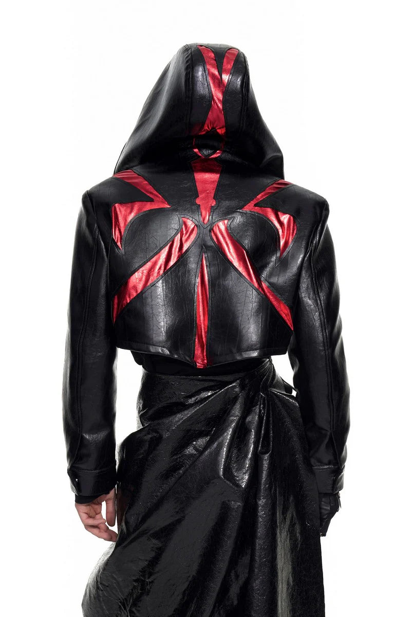 Panel Bat Hood Leather Jackets