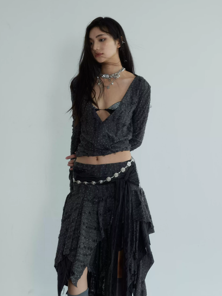 Asymmetrical Skirt And Top Set